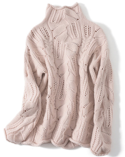 Artistic Mesh Sweater Pure Cashmere Shirt Women's High Neck Thickened Fashionable