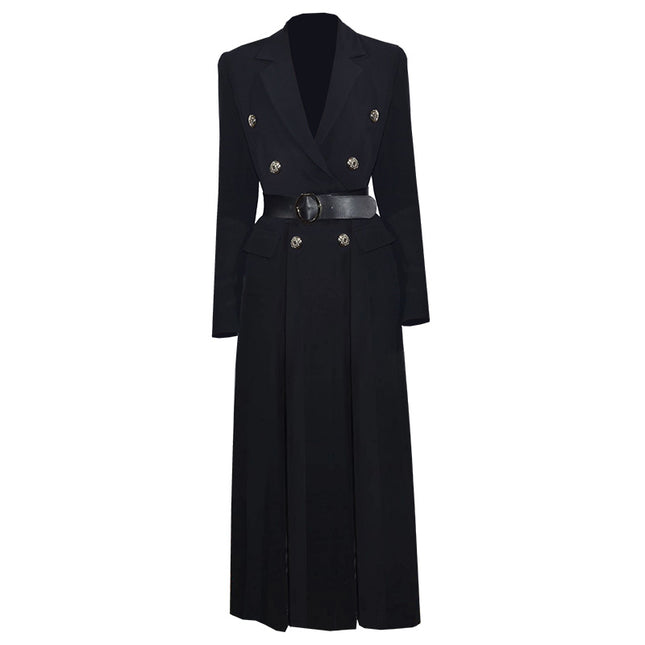 Mid-length Catwalk Trench Coat With Waist And Slit