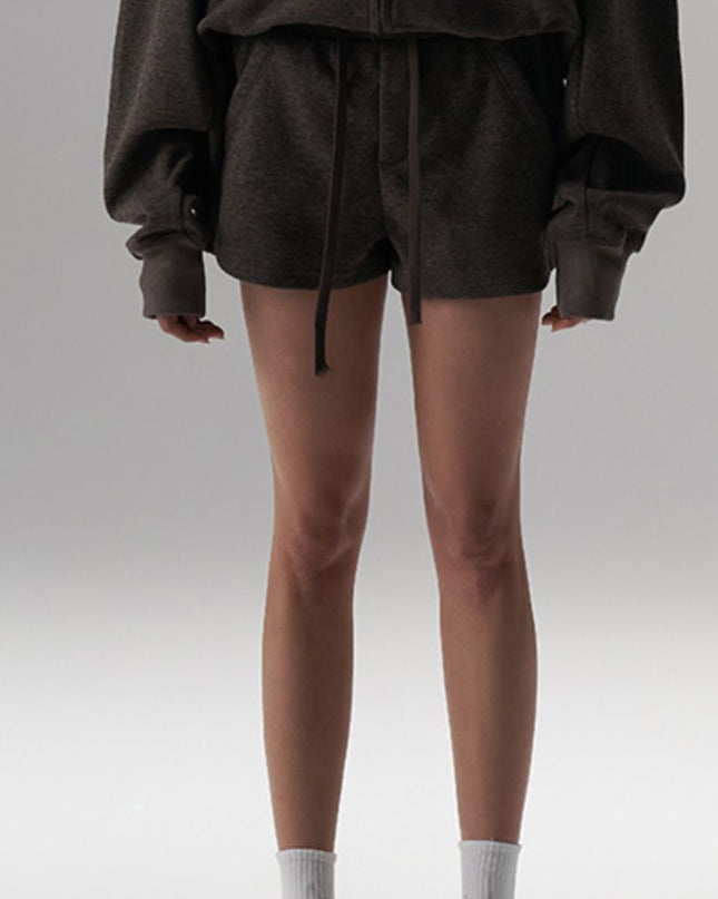 Silk Wool Casual Sports Loose Fit Hoodie Half Skirt Set