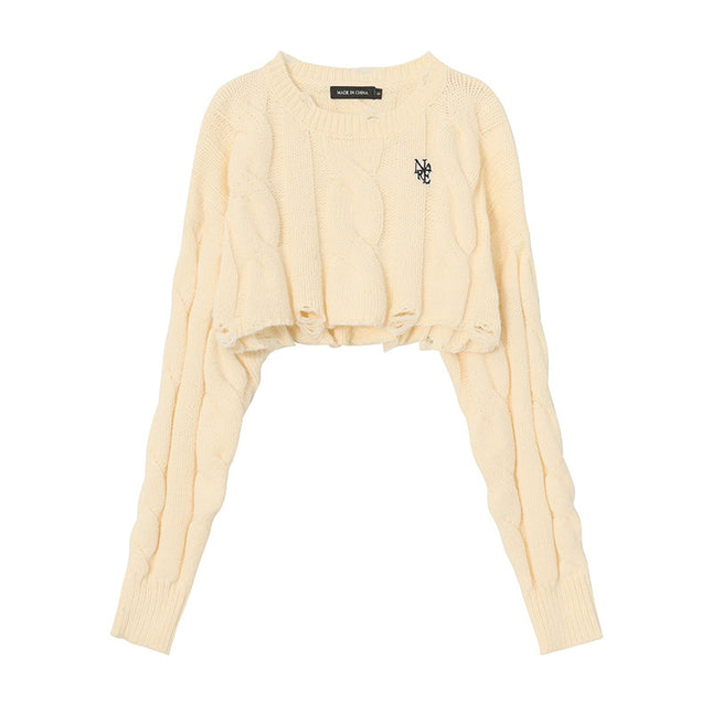 Short Long Sleeve Lazy Wind Pullover Knit Sweater