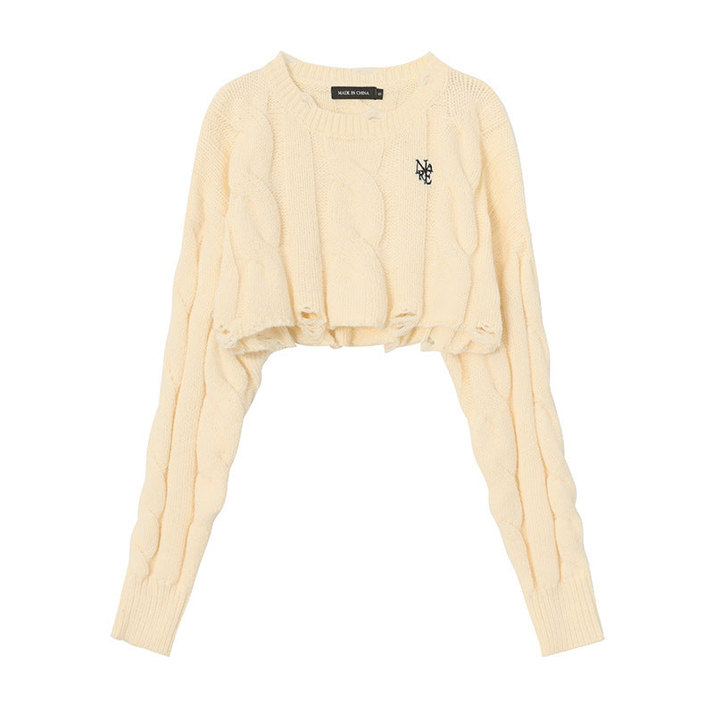 Short Long Sleeve Lazy Wind Pullover Knit Sweater