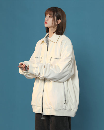 Turn-down Collar Coat Leather Jacket