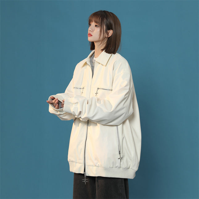 Turn-down Collar Coat Leather Jacket