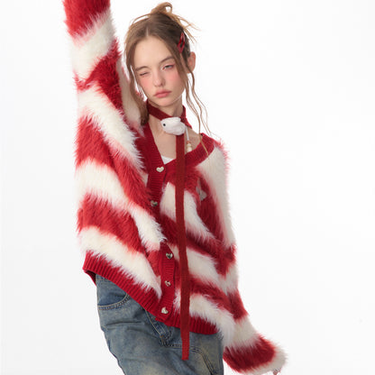 Red Dress With Christmas Stripes