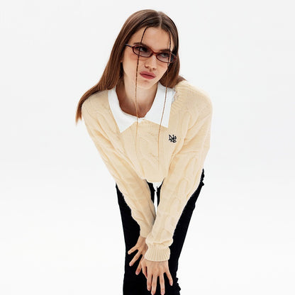 Short Long Sleeve Lazy Wind Pullover Knit Sweater