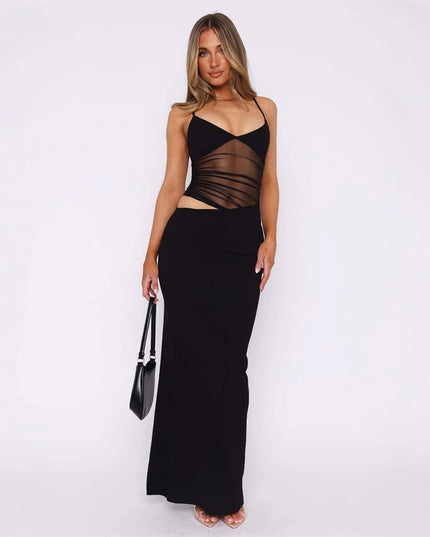 New Mesh Long Skirt Elastic Sling Dress