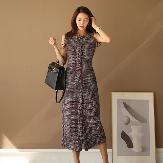 Temperament Ladies Woolen Coat Slim Round Neck Skirt Two-piece Suit