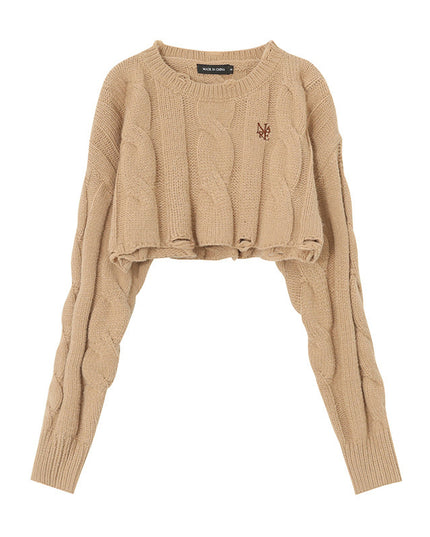 Short Long Sleeve Lazy Wind Pullover Knit Sweater