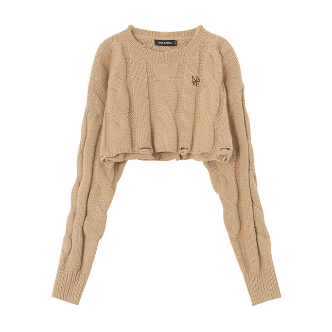 Short Long Sleeve Lazy Wind Pullover Knit Sweater