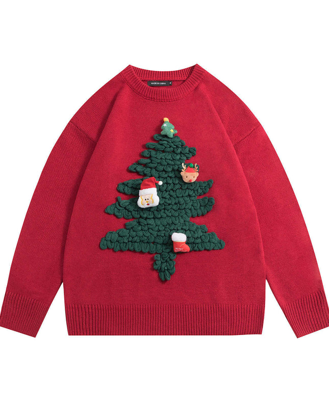 Cartoon Christmas Tree Sweater Loose Couple Sweater