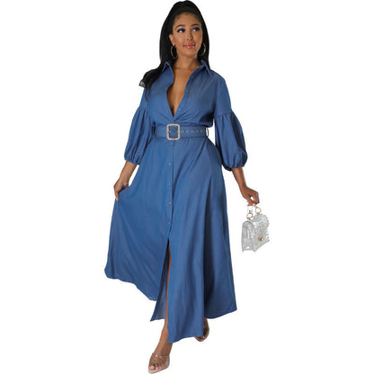Blue Denim Shirt Long Sleeve Women's Clothing