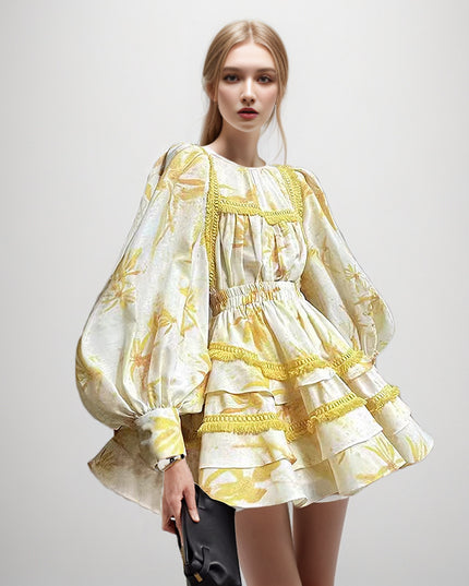 Fashion Ruffles Skirt Suit