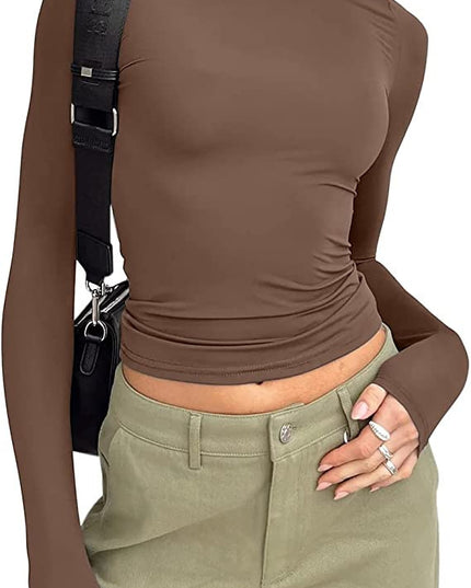 Women's Fashion Casual Solid Color Slim Pullover T-shirt